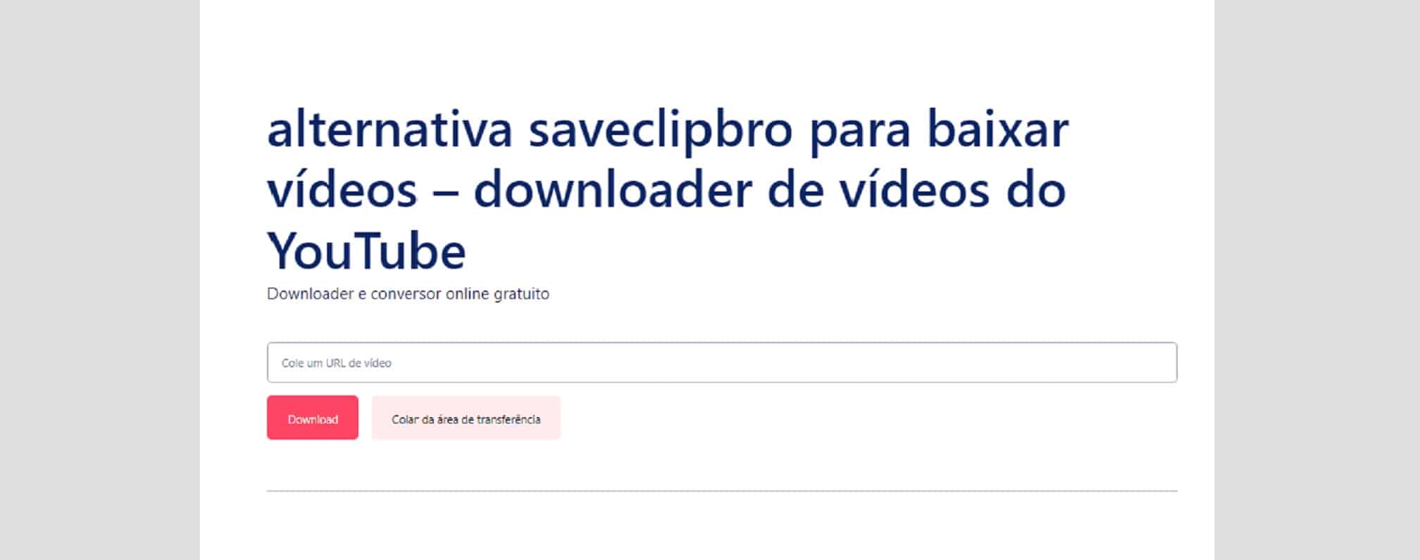 Imagem de site para baixar vídeos YouTube