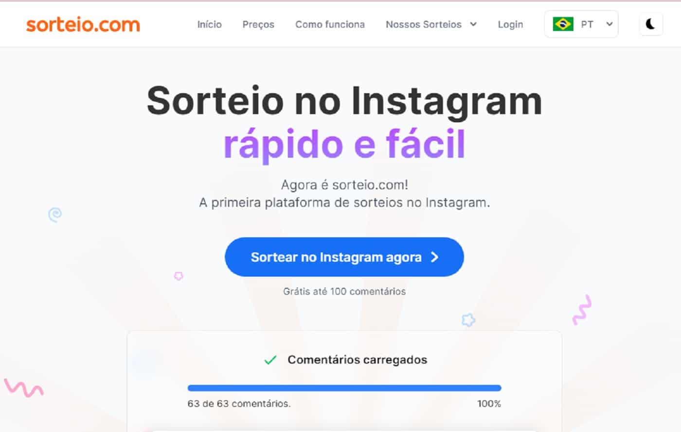 Site para sorteio instagram