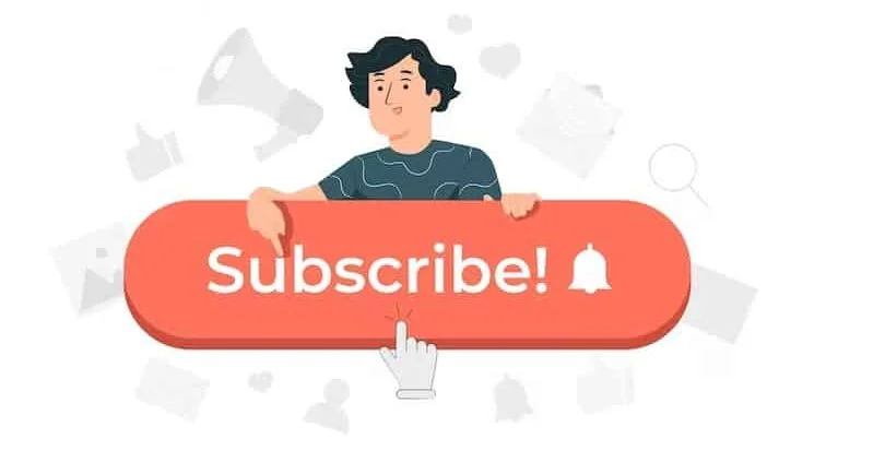 imagem de um jovem solicitando que se inscevam no cana do YouTube